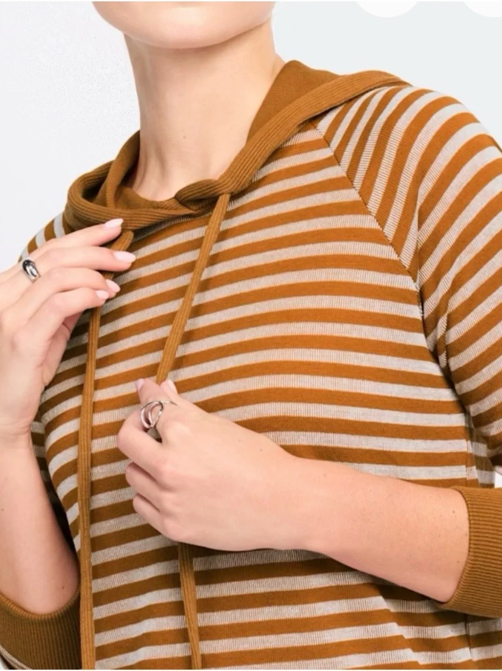 🤎🧡NWT Staccato Textured Hoodie Medium | Striped Lightweight Casual Sweatshirt